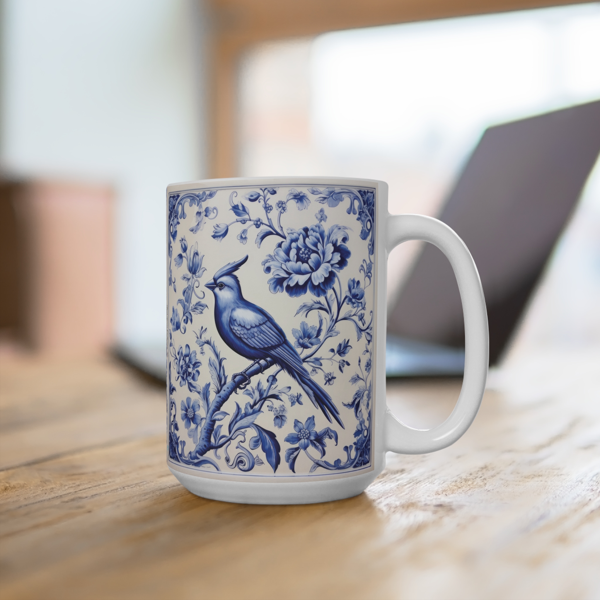 Peacock & Blue Jay Tile Ceramic Mug — Bird Lovers Collection - Image 8
