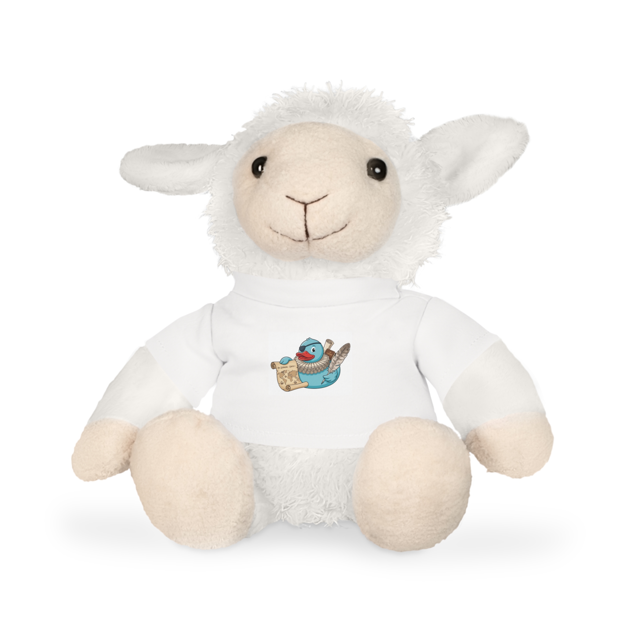 Cute Bird & Scroll Plush Bear with T‑Shirt — Soft Teddy Gift