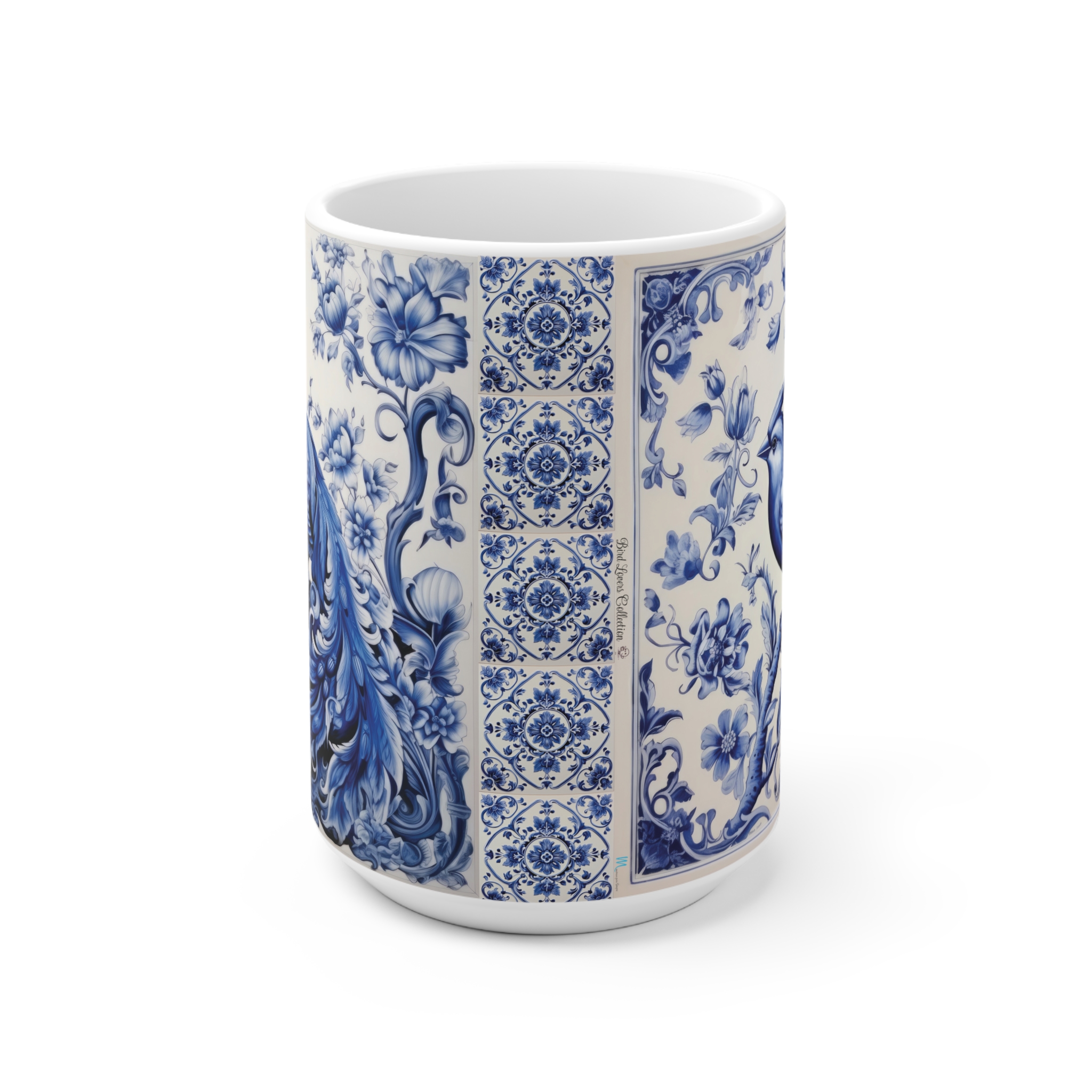 Peacock & Blue Jay Tile Ceramic Mug — Bird Lovers Collection - Image 5