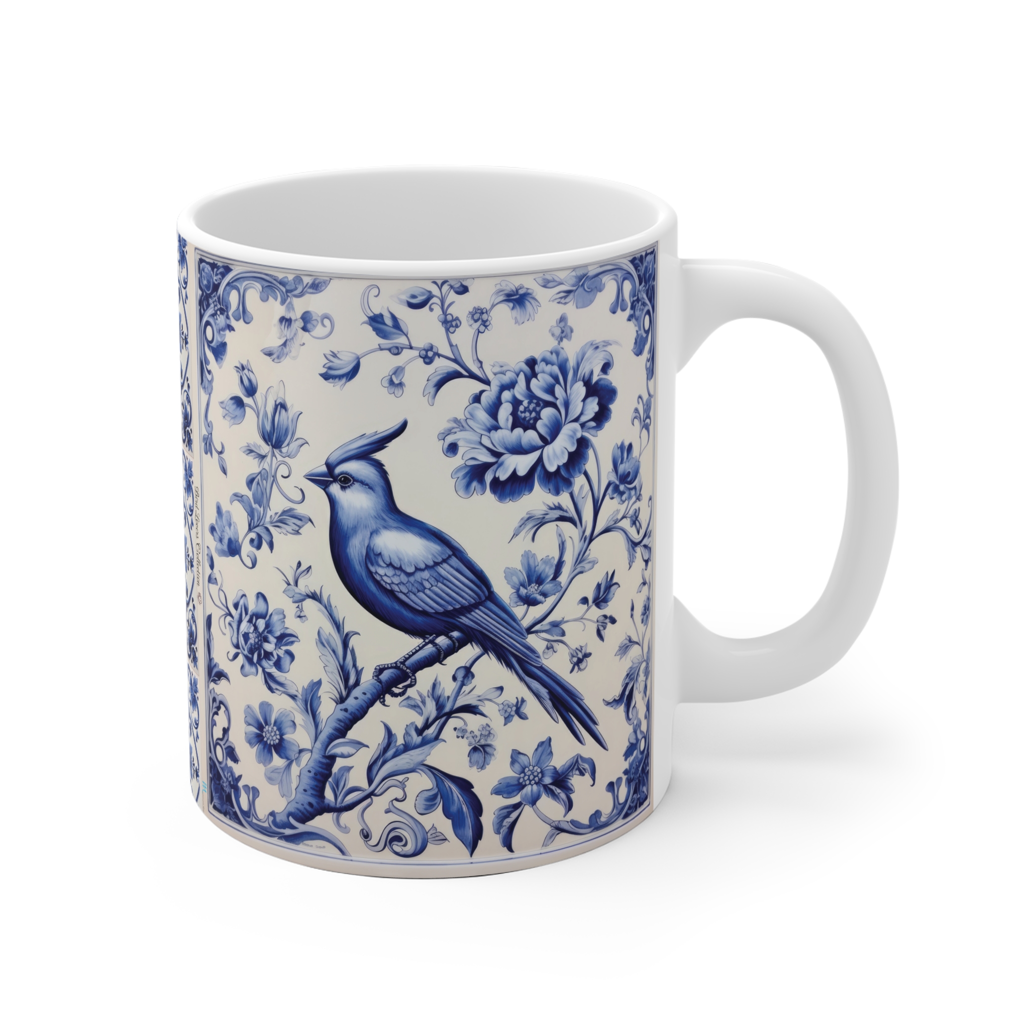 Peacock & Blue Jay Tile Ceramic Mug — Bird Lovers Collection - Image 3
