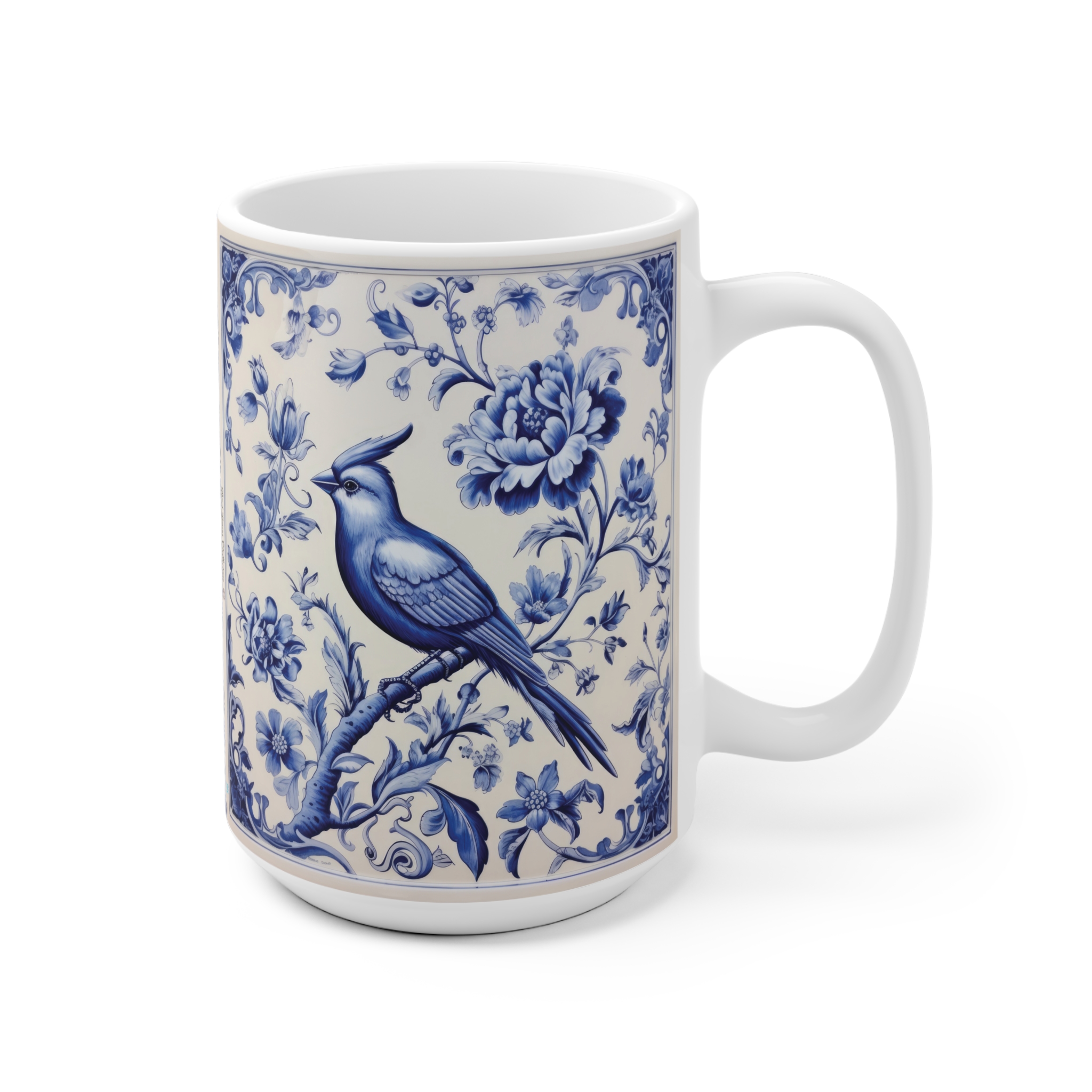 Peacock & Blue Jay Tile Ceramic Mug — Bird Lovers Collection - Image 6