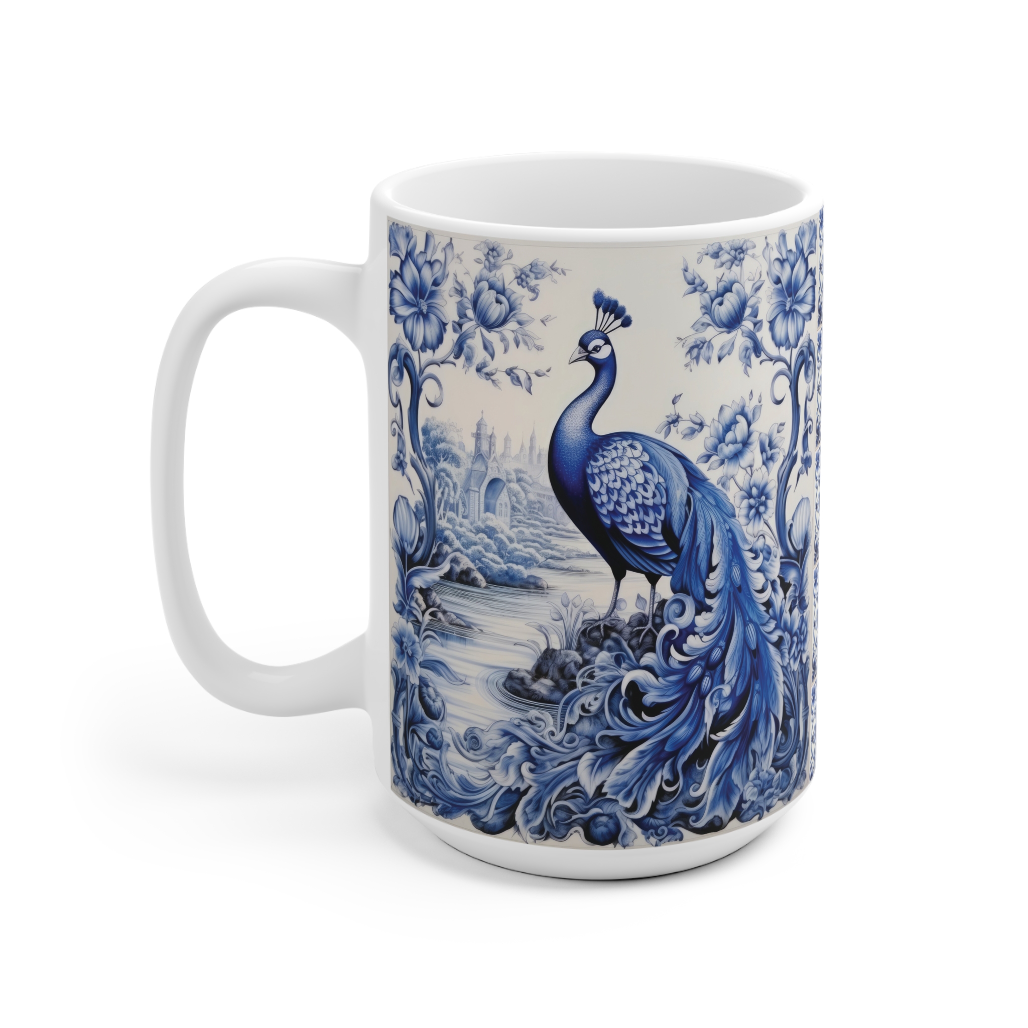 Peacock & Blue Jay Tile Ceramic Mug — Bird Lovers Collection - Image 7