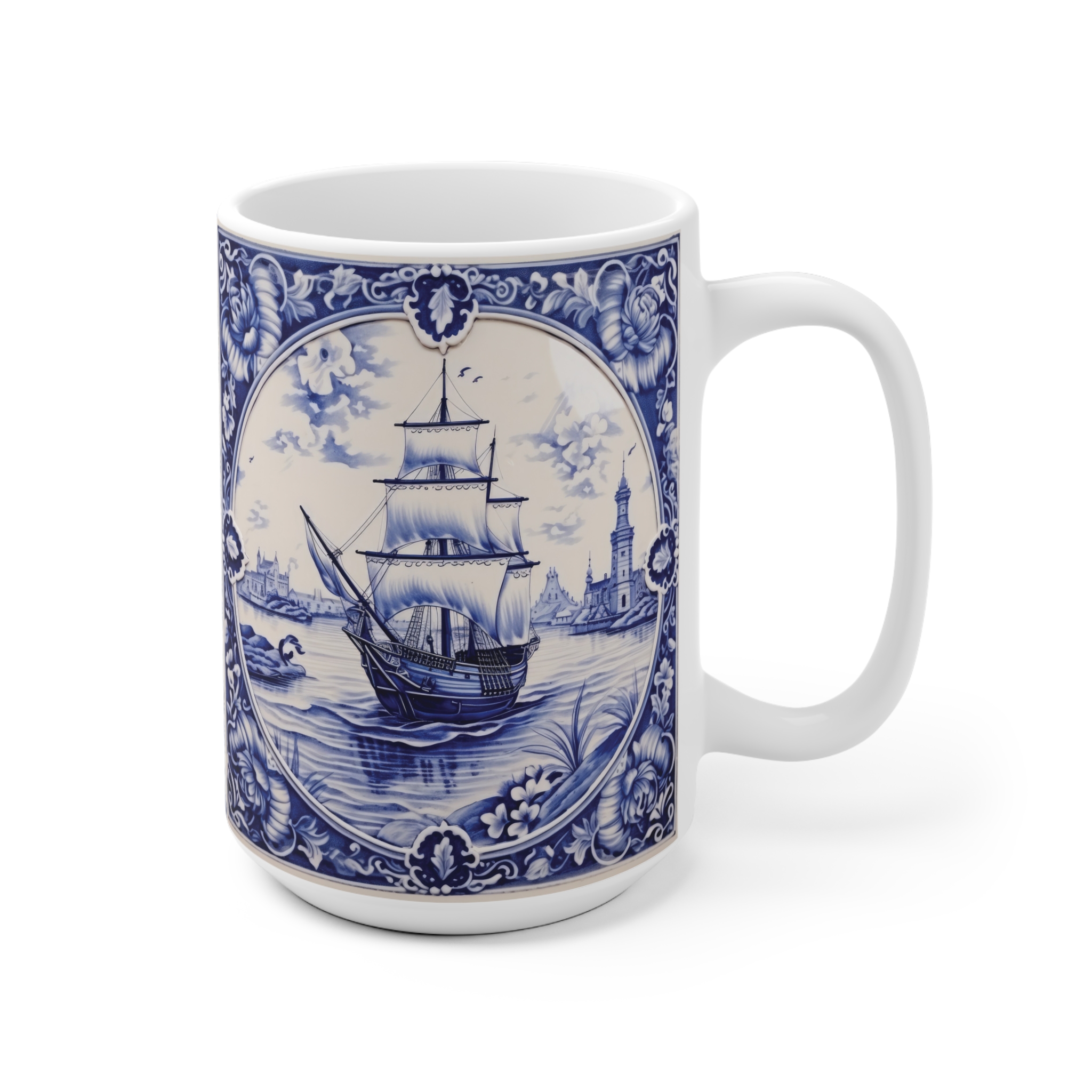 Ship Tiles Ceramic Mug — Nautical Tile Pattern Coffee Cup - Image 6