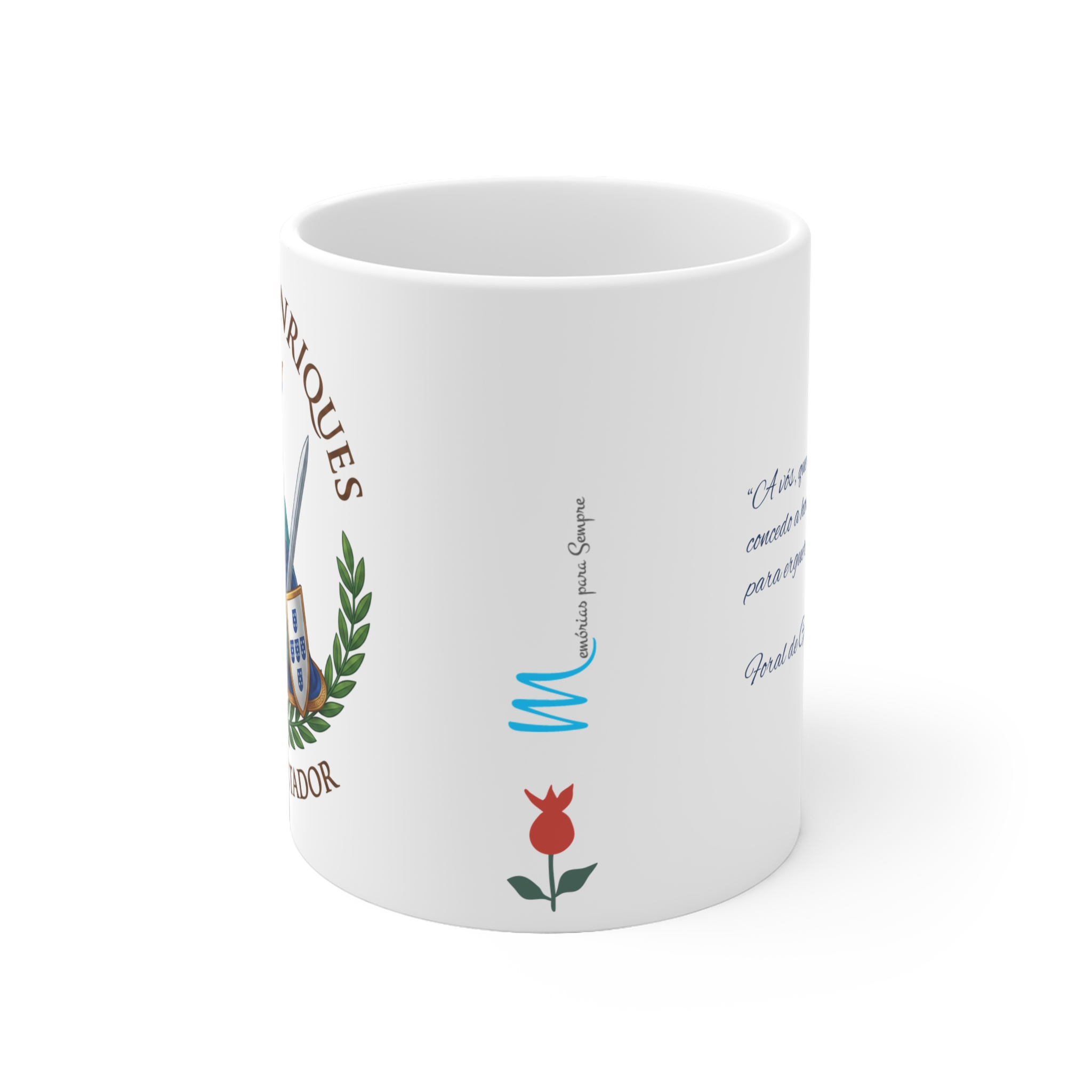 Portugal Coat of Arms Ceramic Mug — Portuguese Quote & Floral Design - Image 2