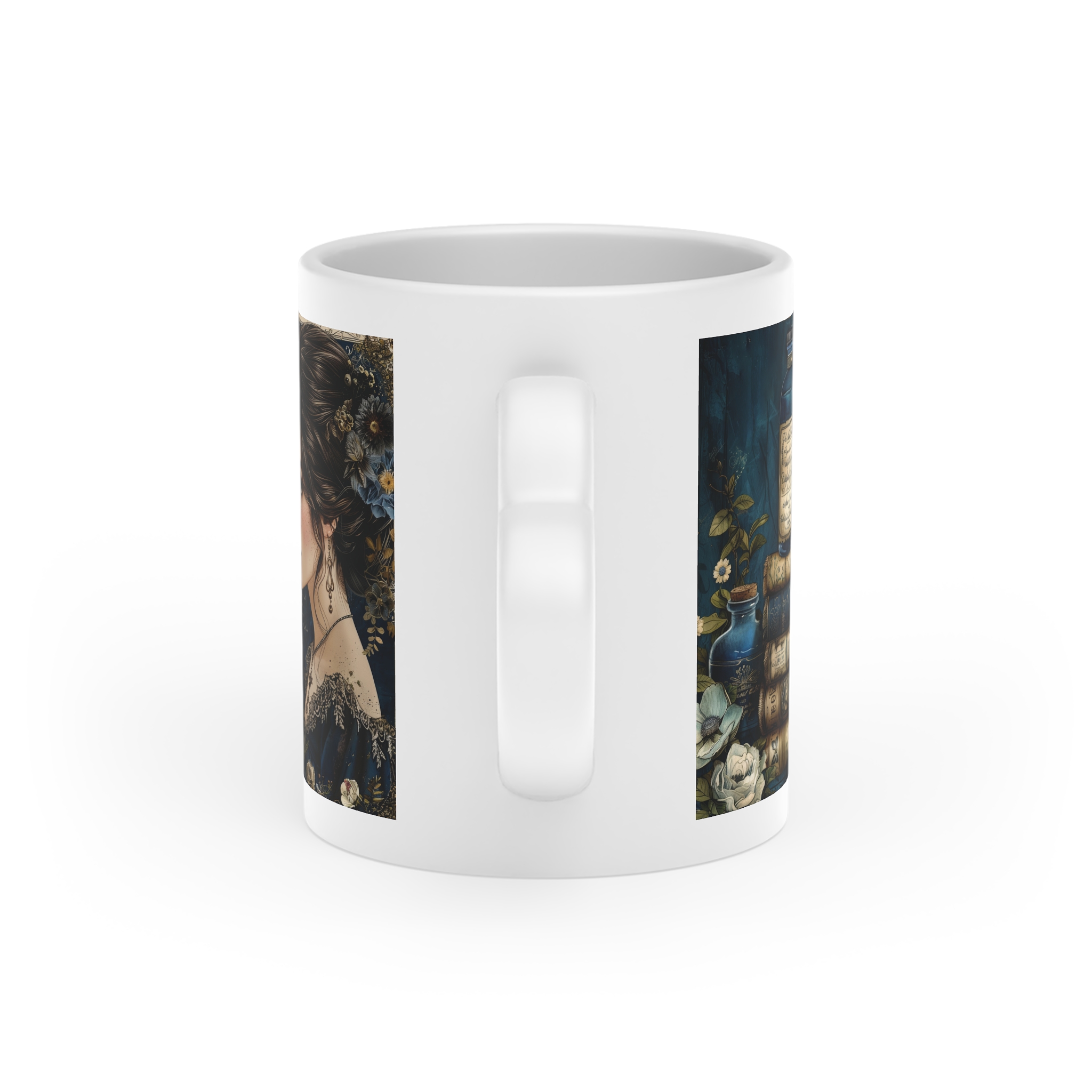 Heart-Shaped Mug — Vintage Coastal Candle & Seashell Art Ceramic Mug - Image 4