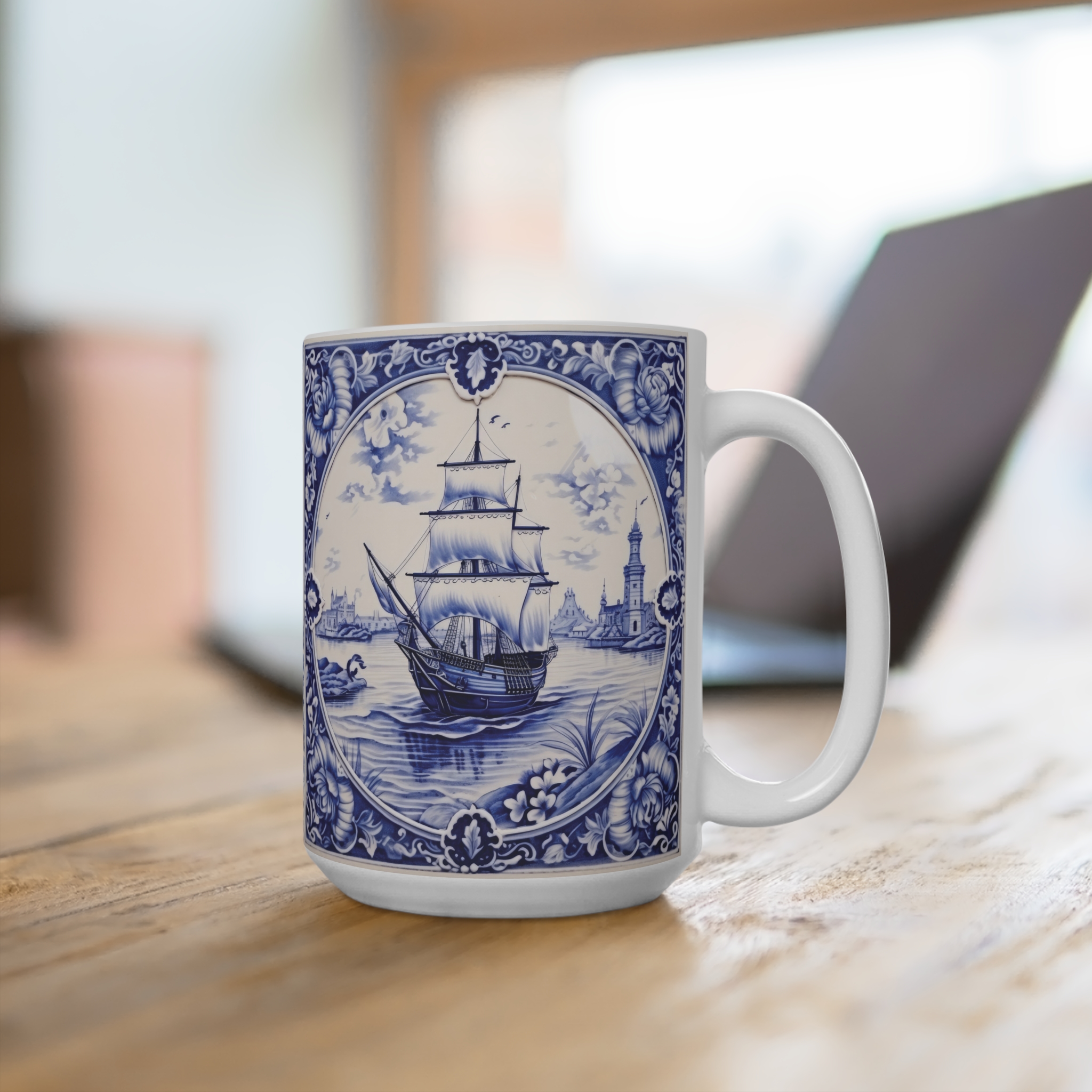 Ship Tiles Ceramic Mug — Nautical Tile Pattern Coffee Cup - Image 8