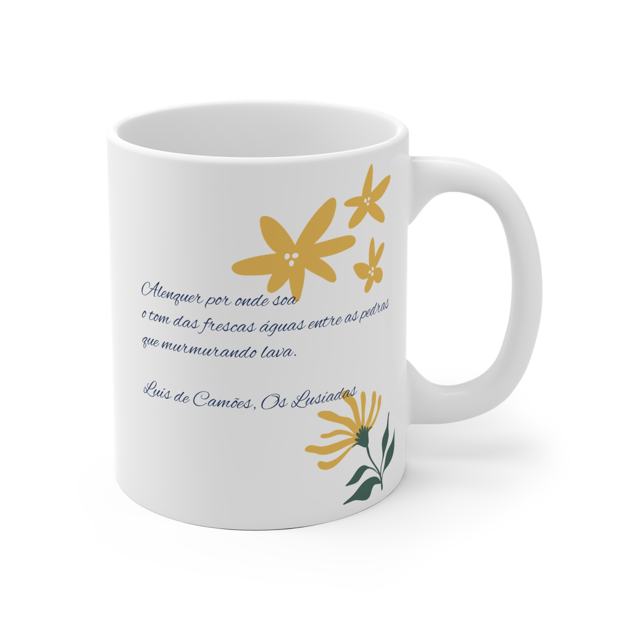 Portuguese Poem Ceramic Mug — "Luís de Camões" Bird & Wildflower Coffee Cup - Image 3