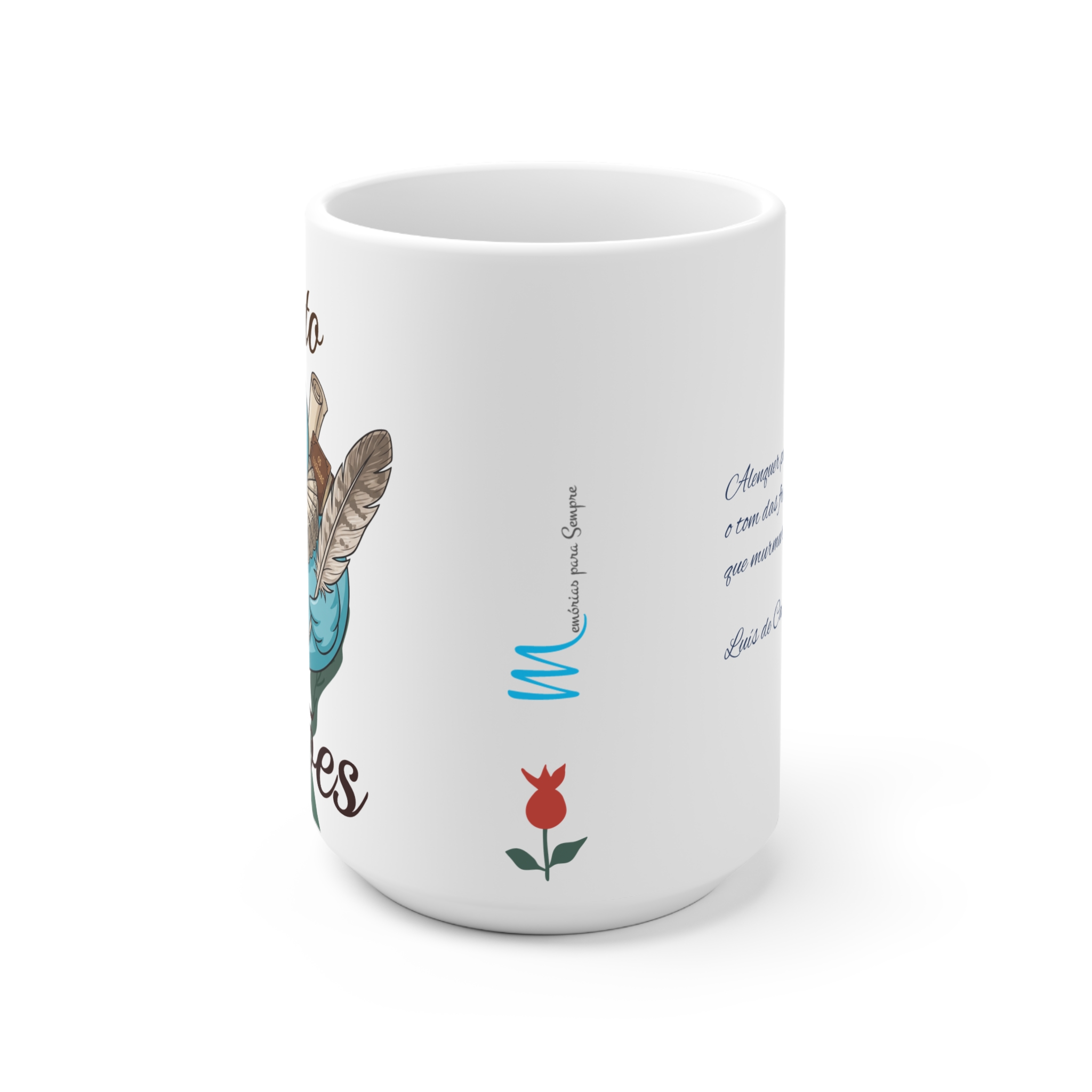 Portuguese Poem Ceramic Mug — "Luís de Camões" Bird & Wildflower Coffee Cup - Image 5