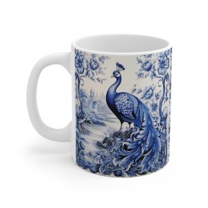 Peacock & Blue Jay Tile Ceramic Mug — Bird Lovers Collection
